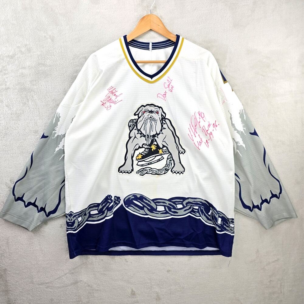 Vintage Bauer Long Beach Ice Dogs Minor League Hockey Jersey Large Autographed